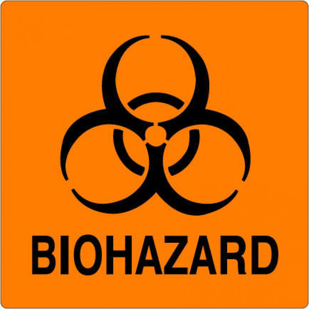 Label Paper Permanent Biohazard 6" X 6 Fl. Orange 50 Per Package