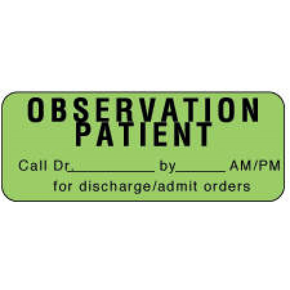 Label Paper Permanent Observation Patient 2 1/4" X 7/8" Fl. Green 1000 Per Roll