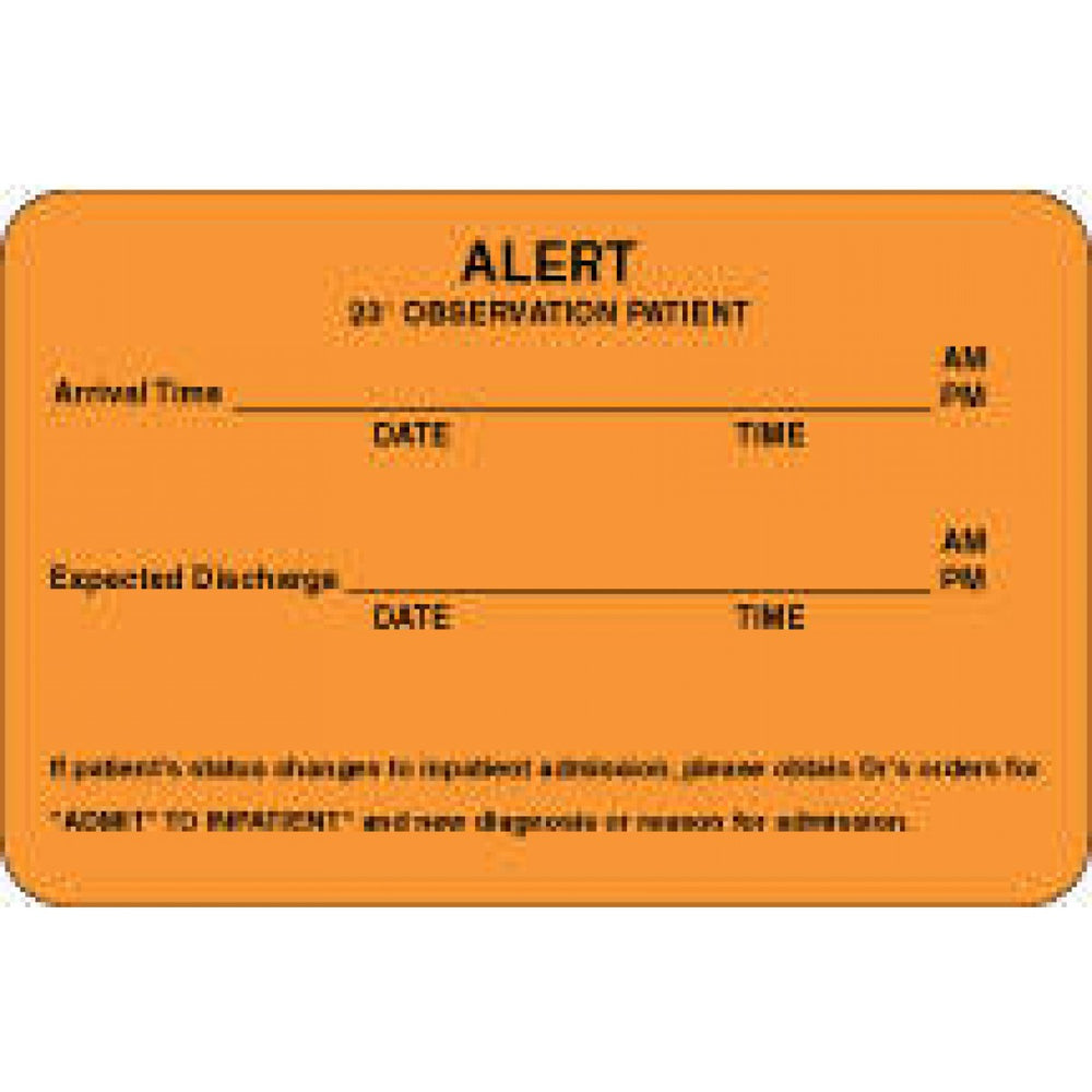 Label Paper Removable Alert 23^ 4" X 2 5/8" Fl. Orange 500 Per Roll