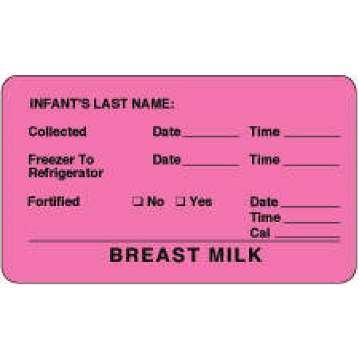 Label Paper Permanent Infants Last Name: 3" X 1 3/4" Fl. Pink 500 Per Roll