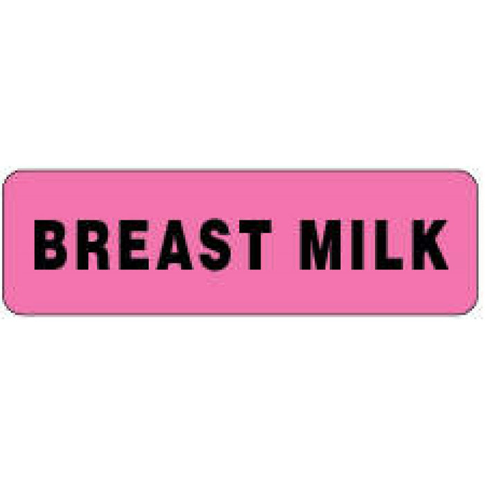 Label Paper Permanent Breast Milk 2 7/8" X 7/8" Fl. Pink 1000 Per Roll