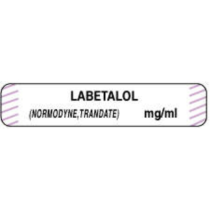 Anesthesia Label With Date, Time, And Initial Paper Permanent Labetalol (Normodyne, 1 1/2" X 1/3" White With Violet 1000 Per Roll