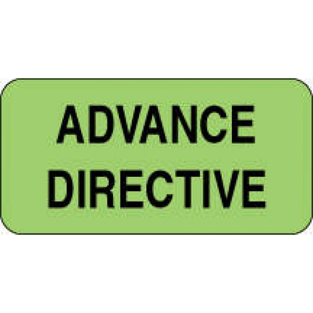 Label Paper Permanent Advance Directive 2" X 1" Fl. Green 1000 Per Roll