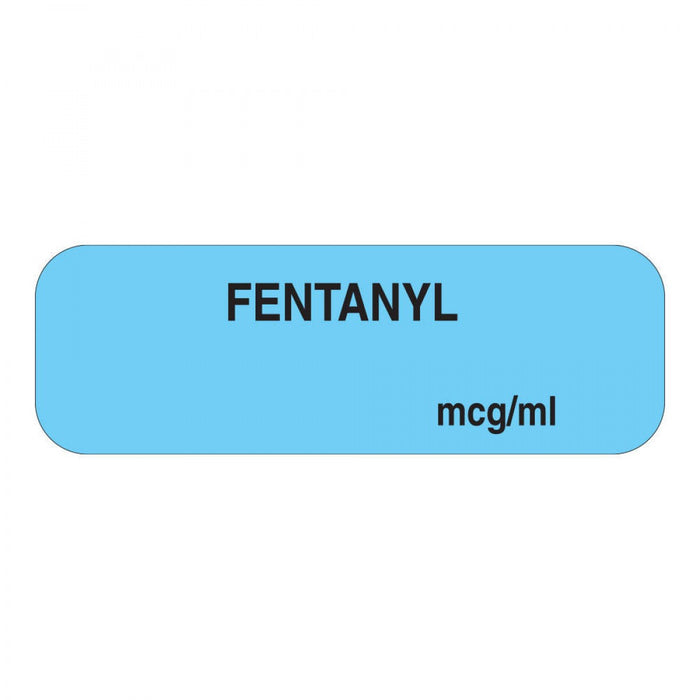 Anesthesia Label Paper Permanent Fentanyl Mcg/Ml 1 1/2" X 1/2" Light Blue 1000 Per Roll