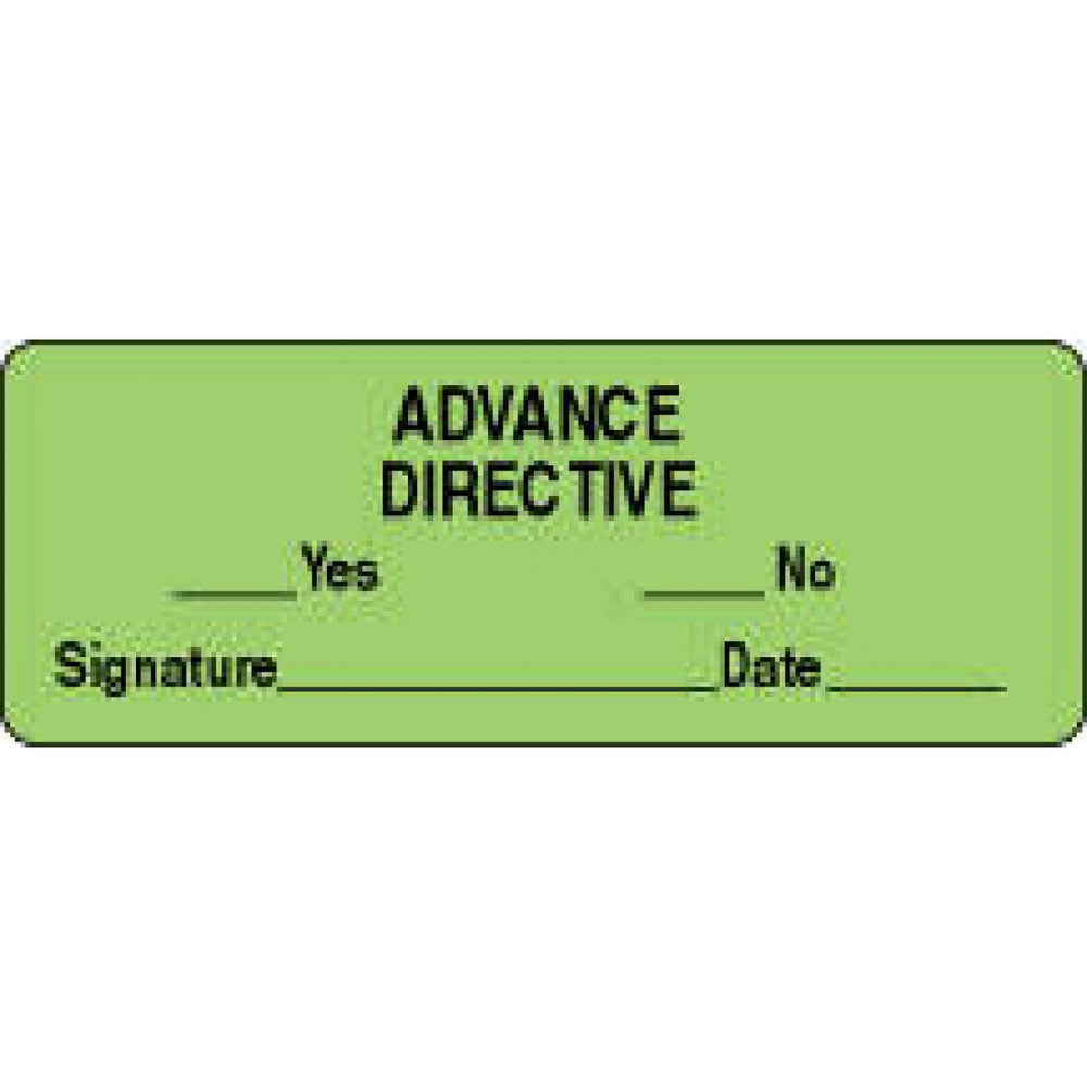 Label Paper Permanent Advance Directive 2" X 3/4" Fl. Green 1000 Per Roll