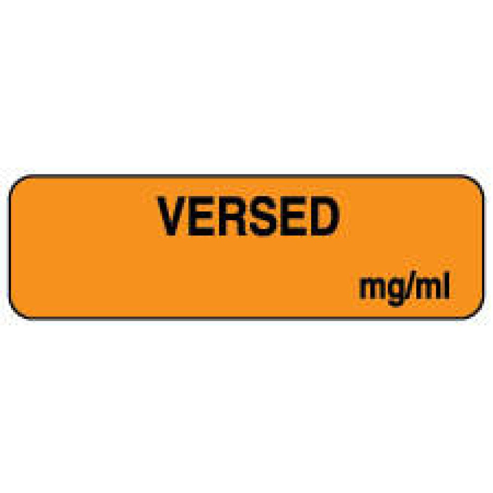 Anesthesia Label Paper Permanent Versed Mg / Ml 1 1/2" Core 1 1/4" X 3/8" Orange 1000 Per Roll