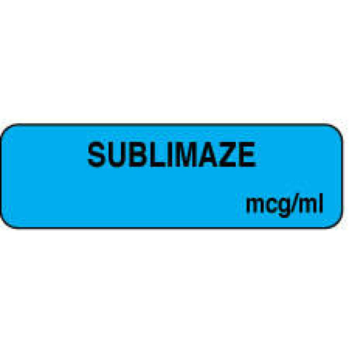 Anesthesia Label Paper Permanent Sublimaze Mcg/Ml 1 1/4" X 3/8" Blue 1000 Per Roll