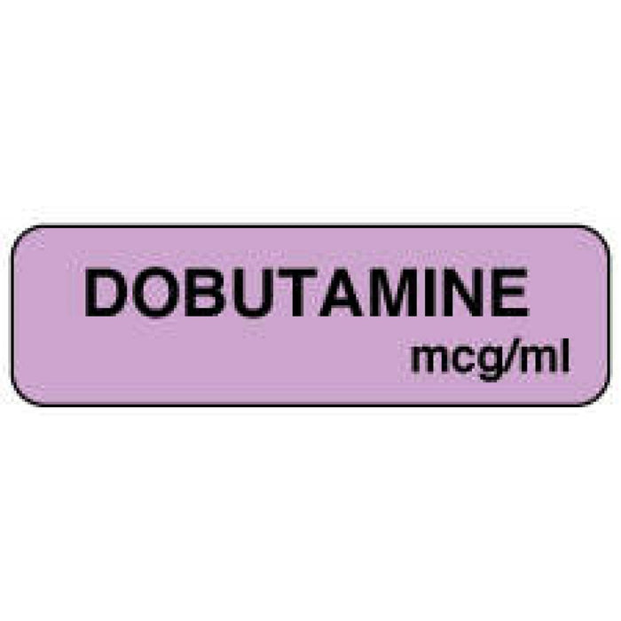 Anesthesia Label Paper Permanent Dobutamine Mcg / Ml 1 1/4" X 3/8" Violet 1000 Per Roll