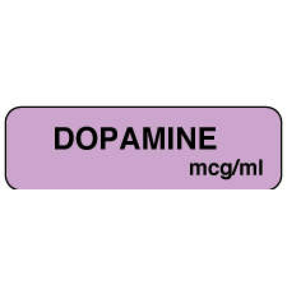 Anesthesia Label Paper Permanent Dopamine Mcg/Ml 1 1/4" X 3/8" Lilac 1000 Per Roll