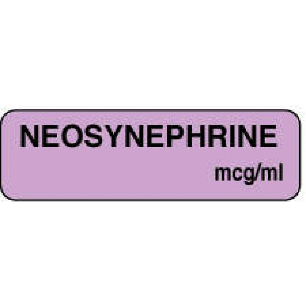 Anesthesia Label Paper Permanent Neosynephrine Mcg/Ml 1 1/4" X 3/8" Lilac 1000 Per Roll