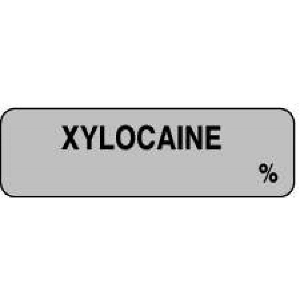 Anesthesia Label Paper Permanent Xylocaine % 1 1/4" X 3/8" Gray 1000 Per Roll