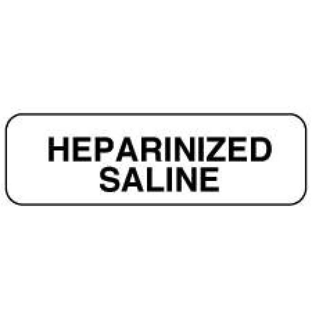 Anesthesia Label Paper Permanent Heparinized Saline 1 1/4" X 3/8" White 1000 Per Roll