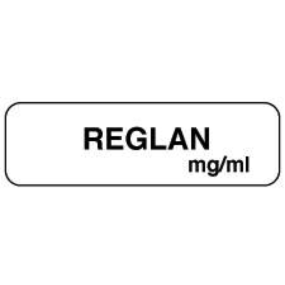 Anesthesia Label Paper Permanent Reglan Mg/Ml 1 1/4" X 3/8" White 1000 Per Roll