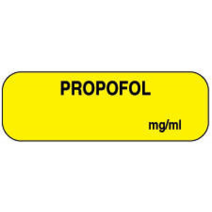 Anesthesia Label Paper Permanent Propofol Mg/Ml 1 1/2" X 1/2" Yellow 1000 Per Roll