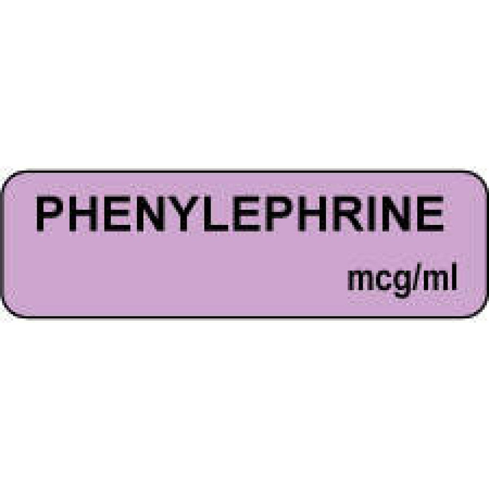 Anesthesia Label Paper Permanent Phenylephrine 1 1/4" X 3/8" Lilac 1000 Per Roll