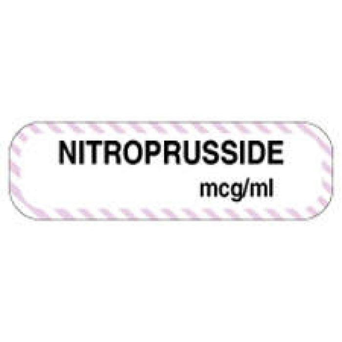 Anesthesia Label Paper Permanent Nitroprusside Mcg/Ml 1 1/4" X 3/8" White With Violet 1000 Per Roll