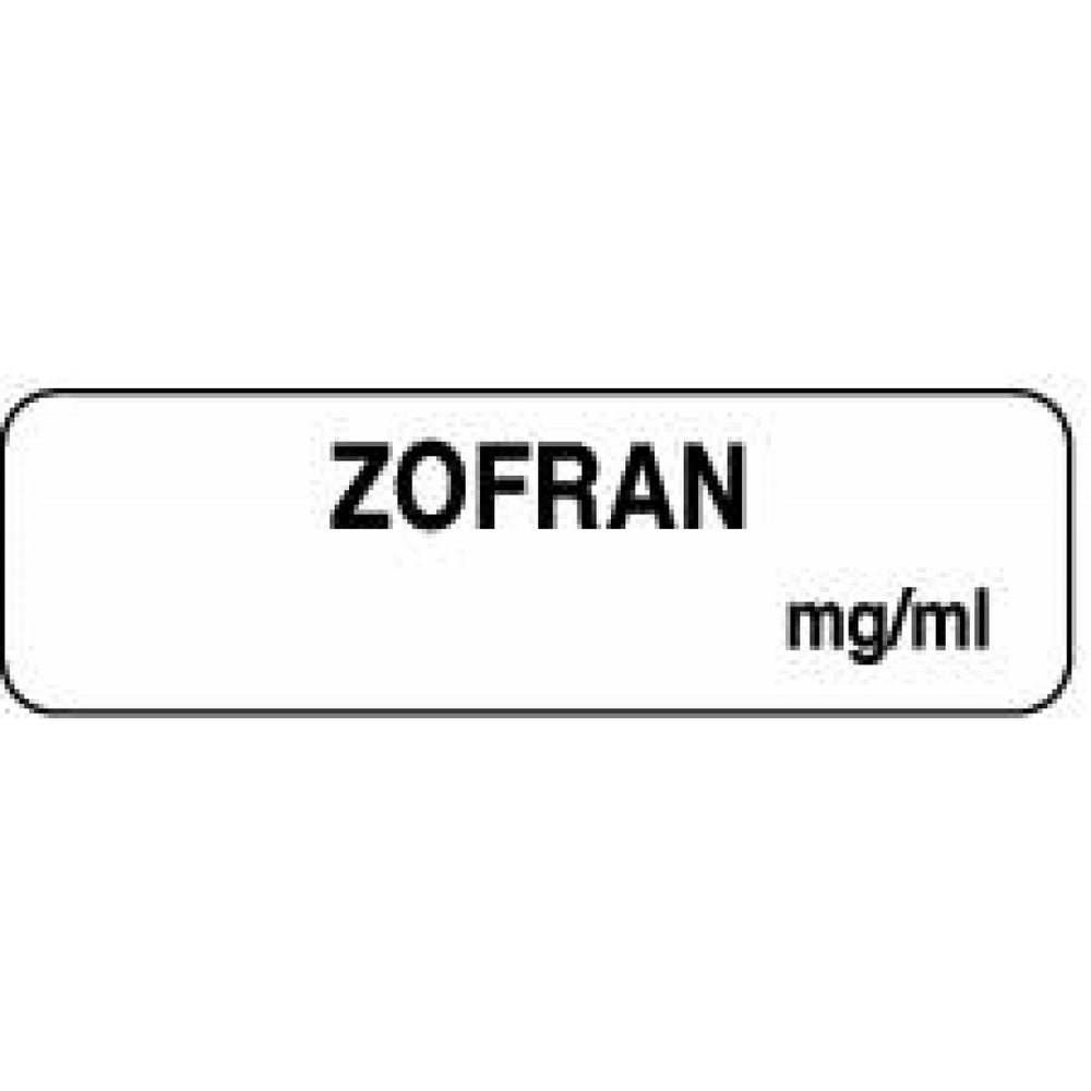 Anesthesia Label Paper Permanent Zofran Mg/Ml 1 1/4" X 3/8" White 1000 Per Roll