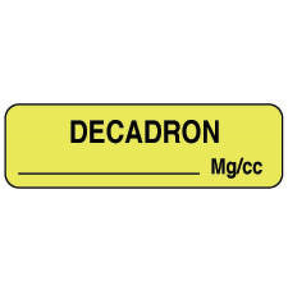 Anesthesia Label Paper Permanent Decadron Mg/Ml 1 1/4" X 3/8" Fl. Yellow 1000 Per Roll