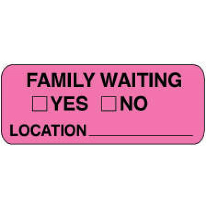 Label Paper Permanent Family Waiting []Yes 2 1/4" X 7/8" Fl. Pink 1000 Per Roll