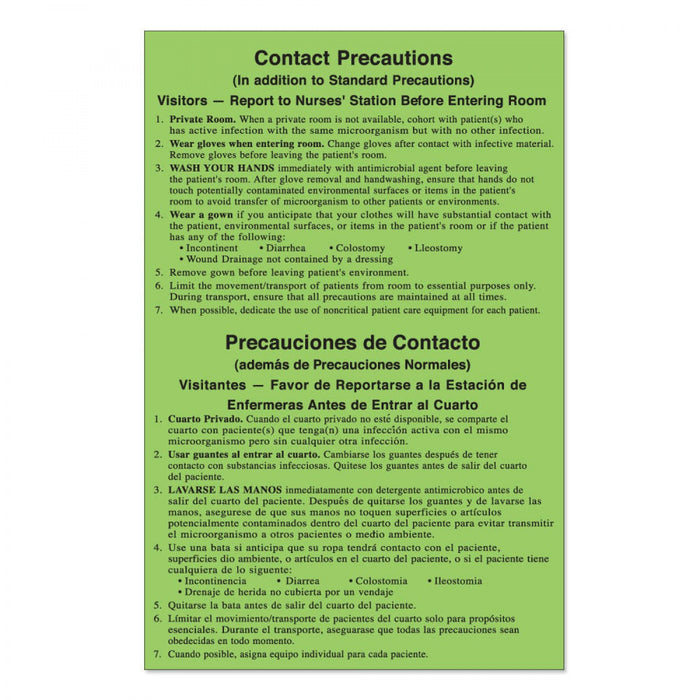 Label Paper Removable Contact Precautions 5 1/4" X 8" Fl. Green 50 Per Package