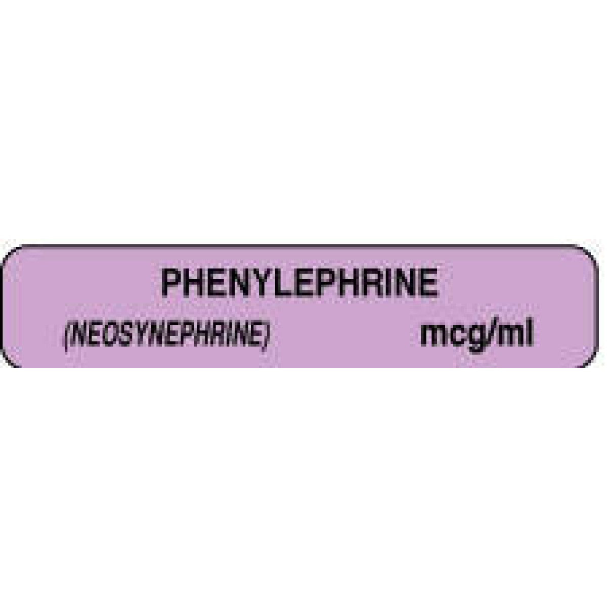 Anesthesia Label (Paper, Permanent) Phenylephrine (Neo 1 1/2