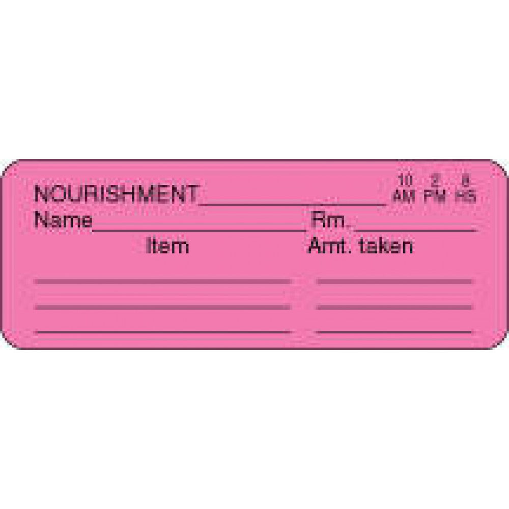 Label Paper Permanent Nourishment ___ 3" X 1 1/8" Fl. Pink 1000 Per Roll