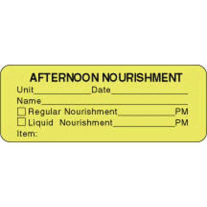 Label Paper Permanent Afternoon Nourishment 3" X 1 1/8" Fl. Yellow 1000 Per Roll