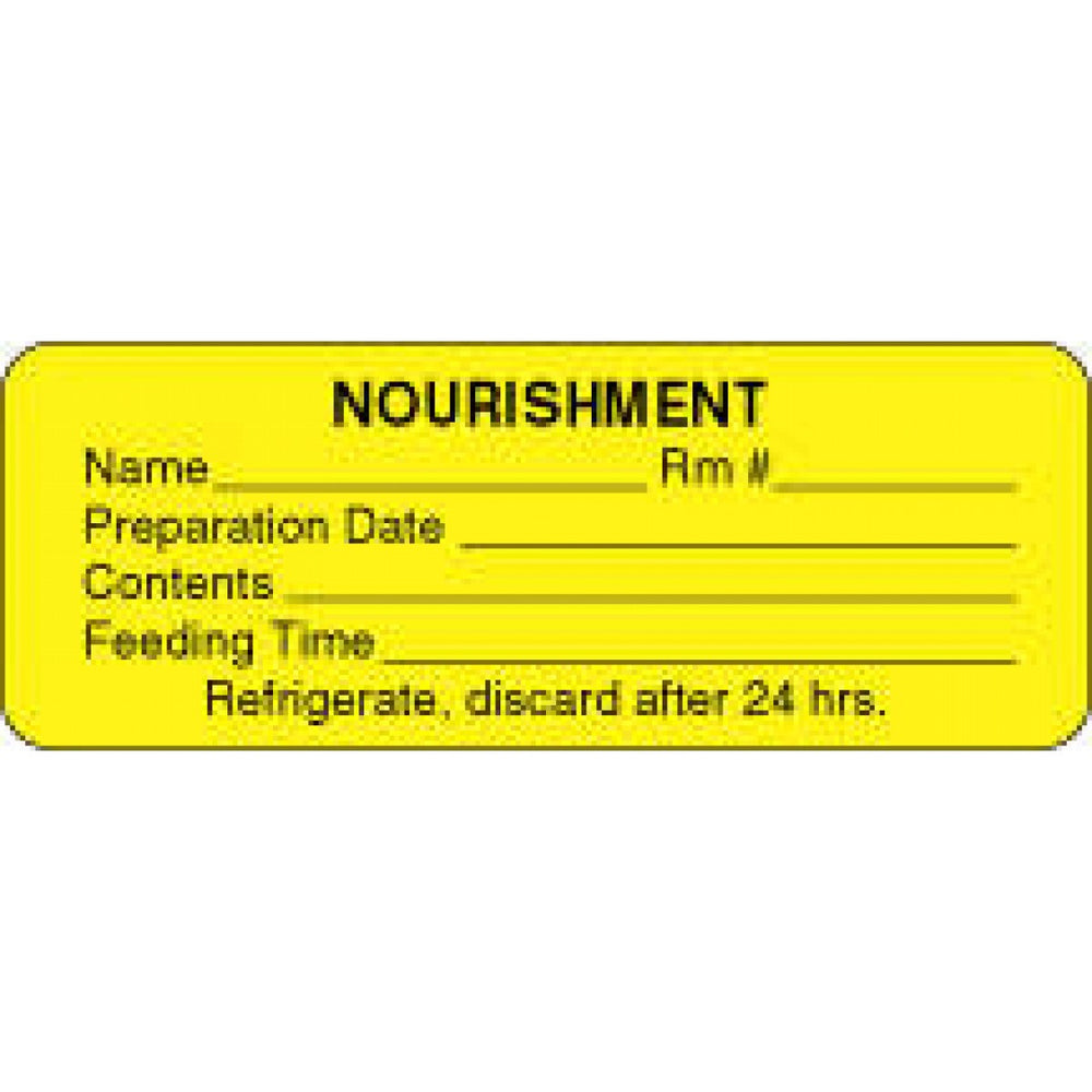 Label Paper Permanent Nourishment Name 3" X 1 1/8" Yellow 1000 Per Roll