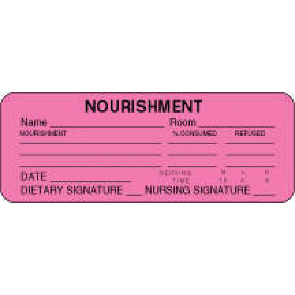 Label Paper Permanent Nourishment Name 3" X 1 1/8" Fl. Pink 1000 Per Roll