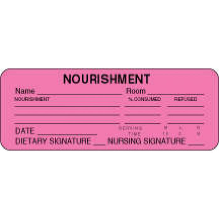 Label Paper Permanent Nourishment Name 3" X 1 1/8" Fl. Pink 1000 Per Roll