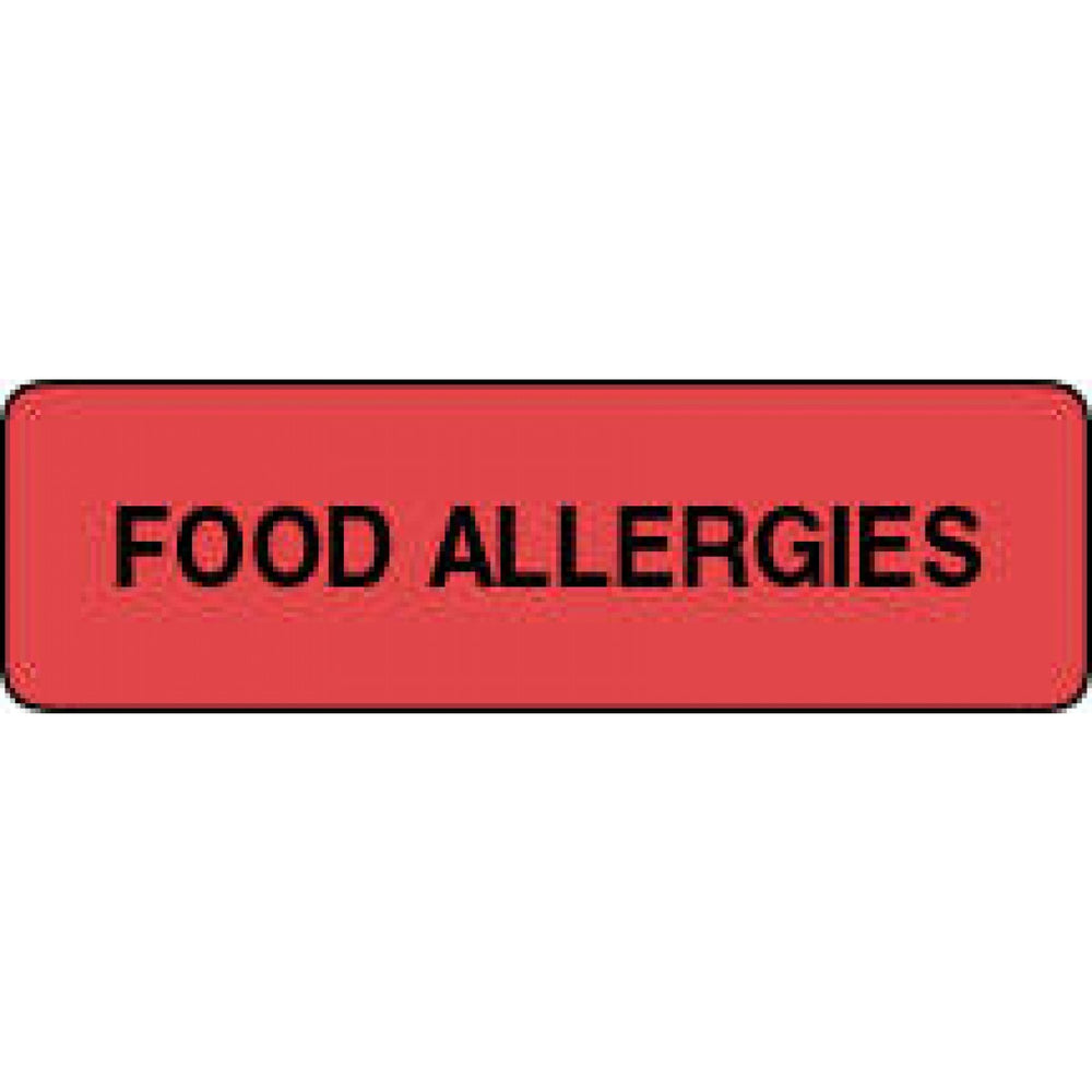 Label Paper Permanent Food Allergies 1 1/4" X 3/8" Fl. Red 1000 Per Roll