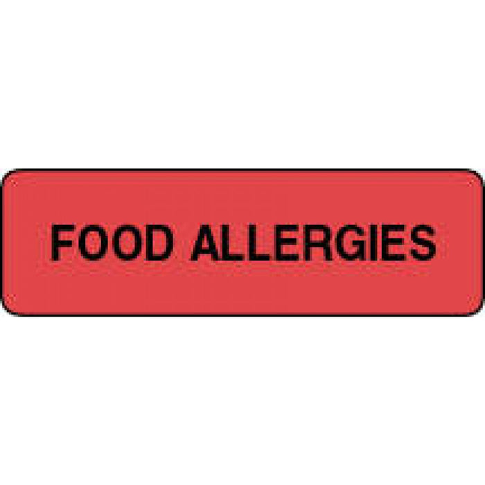 Label Paper Permanent Food Allergies 1 1/4" X 3/8" Fl. Red 1000 Per Roll