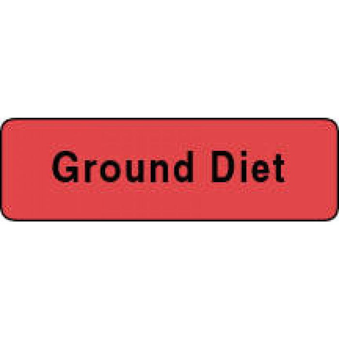 Label Paper Permanent Ground Diet 1 1/4" X 3/8" Fl. Red 1000 Per Roll