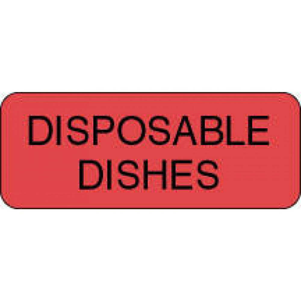 Label Paper Permanent Disposable Dishes 2 1/4" X 7/8" Fl. Red 1000 Per Roll