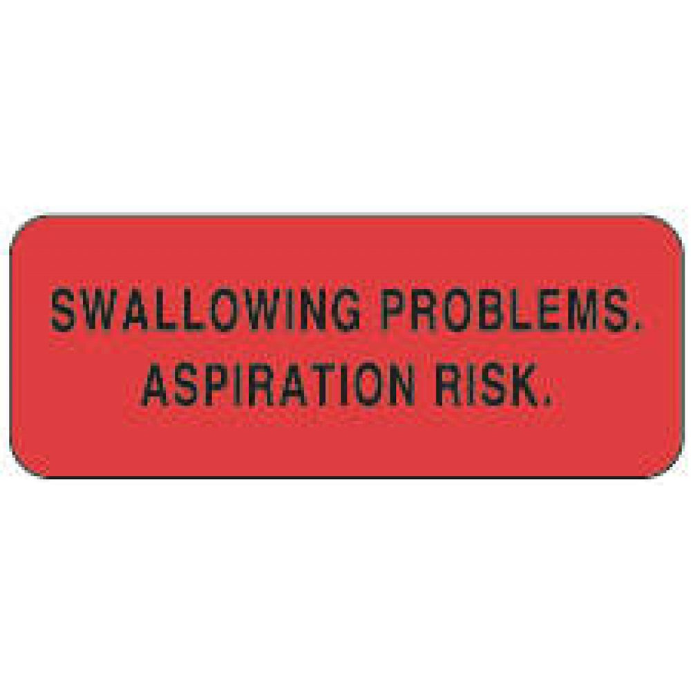 Label Paper Permanent Swallowing Problems. 2 1/4" X 7/8" Fl. Red 1000 Per Roll