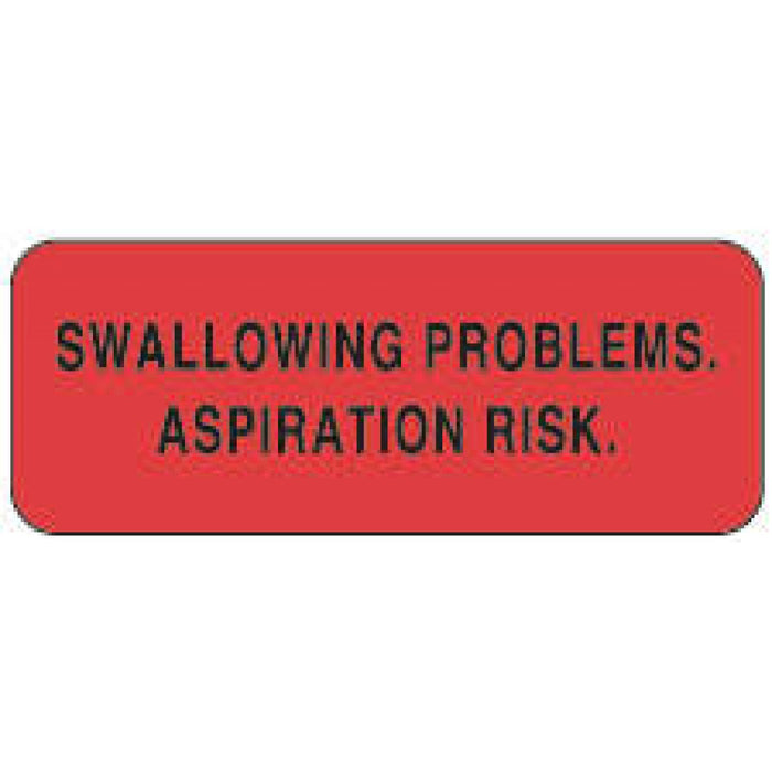 Label Paper Permanent Swallowing Problems. 2 1/4" X 7/8" Fl. Red 1000 Per Roll