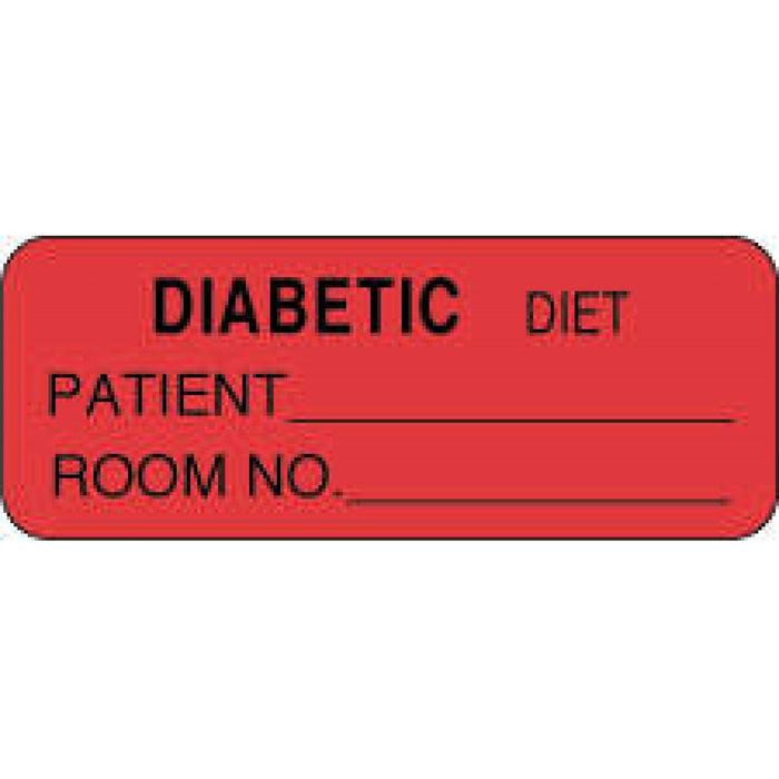 Label Paper Permanent Diabetic Diet 2 1/4" X 7/8" Fl. Red 1000 Per Roll