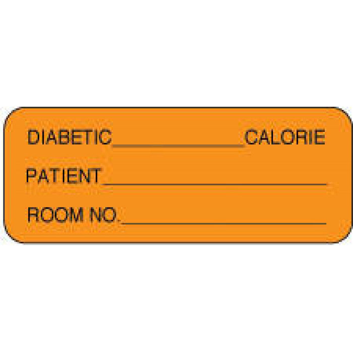 Label Paper Permanent Diabetic___ Calorie 2 1/4" X 7/8" Fl. Orange 1000 Per Roll