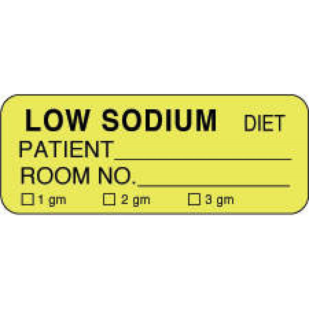 Label Paper Permanent Low Sodium Diet 2 1/4" X 7/8" Fl. Yellow 1000 Per Roll