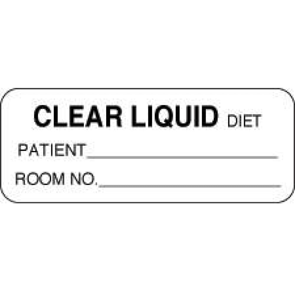 Label Paper Permanent Clear Liquid Diet 2 1/4" X 7/8" White 1000 Per Roll