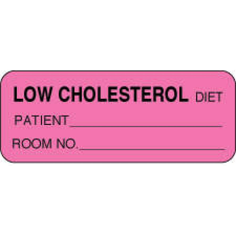 Label Paper Permanent Low Cholesterol 2 1/4" X 7/8" Fl. Pink 1000 Per Roll