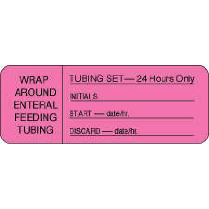 Label Wraparound Paper Permanent Wrap Around Enteral 3" X 1 1/8" Fl. Pink 1000 Per Roll