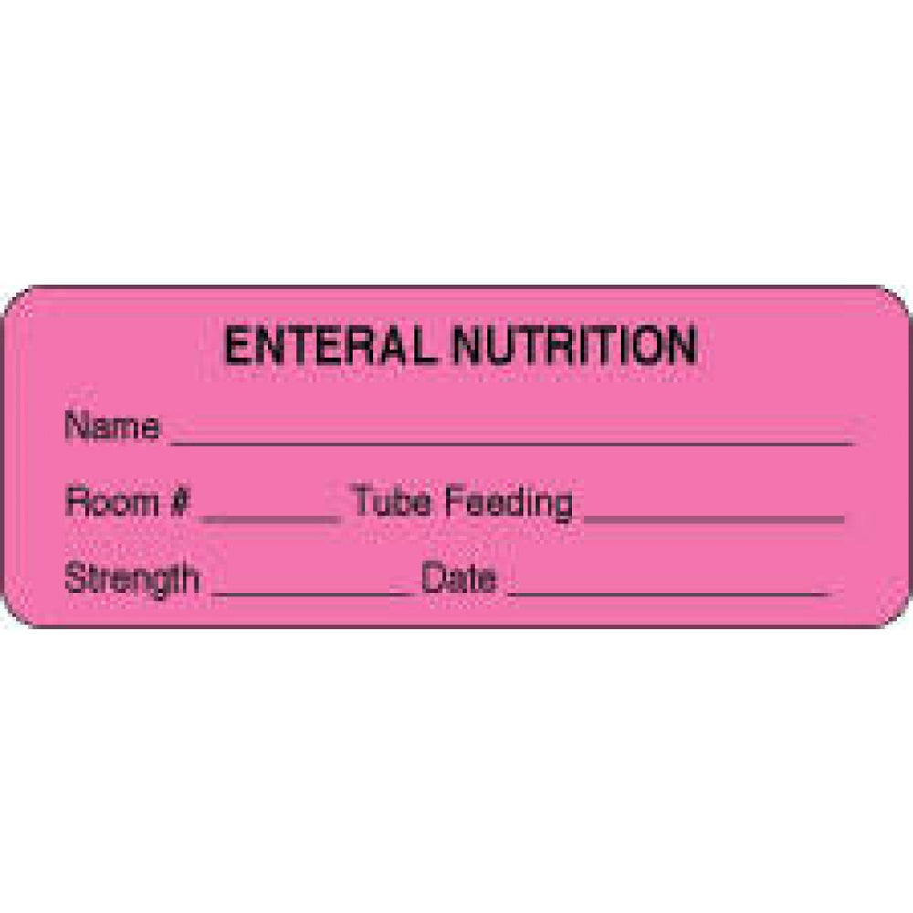 Label Paper Permanent Enteral Nutrition 3" X 1 1/8" Fl. Pink 1000 Per Roll