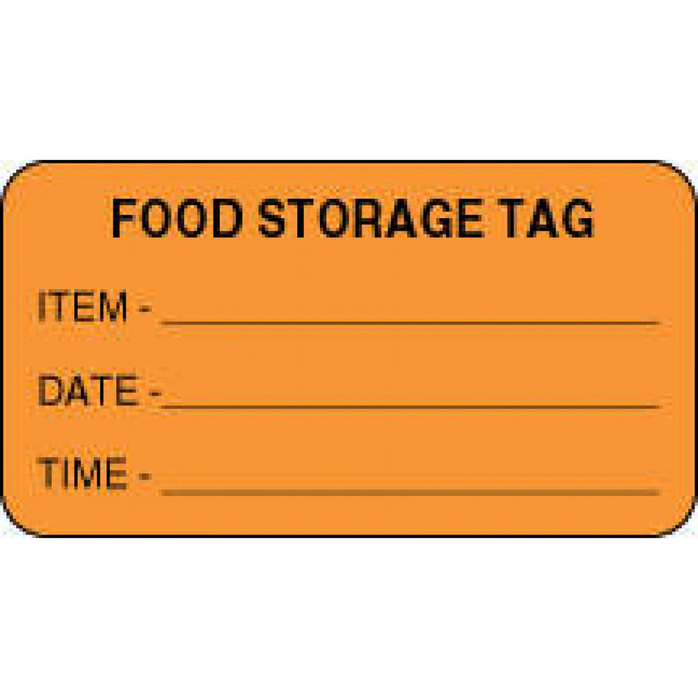 Label Paper Permanent Food Storage Tag 3" X 1 5/8" Fl. Orange 1000 Per Roll