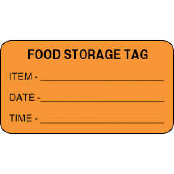 Label Paper Permanent Food Storage Tag 3" X 1 5/8" Fl. Orange 1000 Per Roll