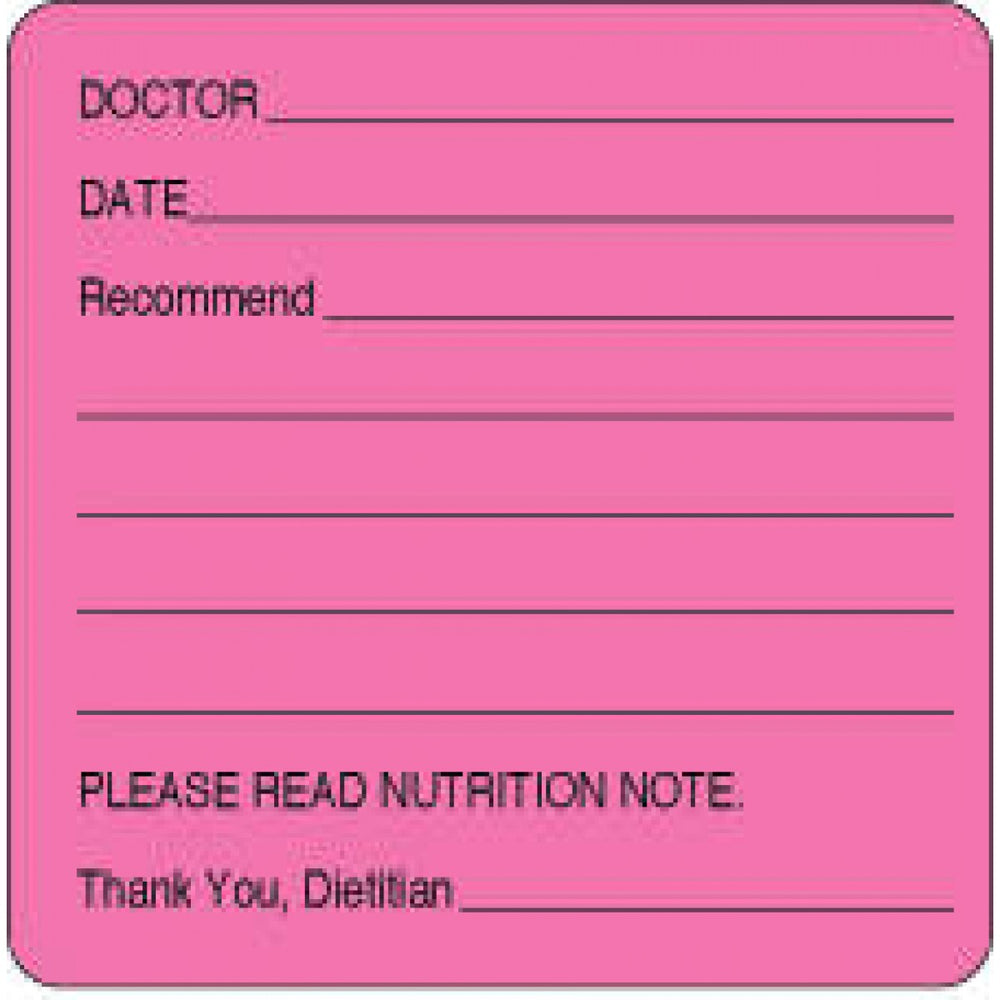 Label Paper Removable Doctor ___ Date 2 1/2" X 2 1/2" Fl. Pink 500 Per Roll