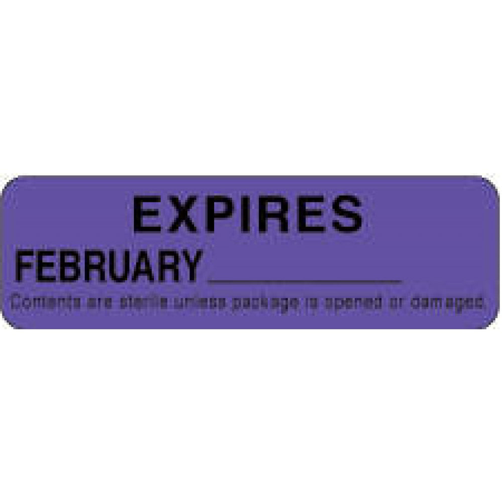 Label Paper Permanent Expires February 2 7/8" X 7/8" Purple 1000 Per Roll