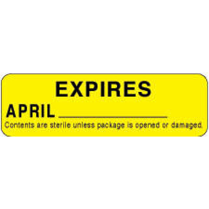 Label Paper Permanent Expires April 2 7/8" X 7/8" Yellow 1000 Per Roll