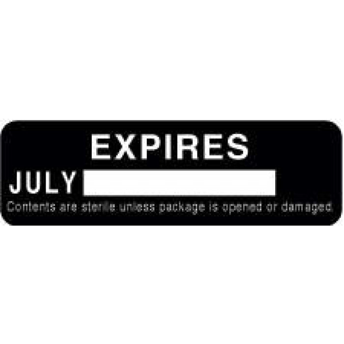 Label Paper Permanent Expires July [ 2 7/8" X 7/8" Black 1000 Per Roll