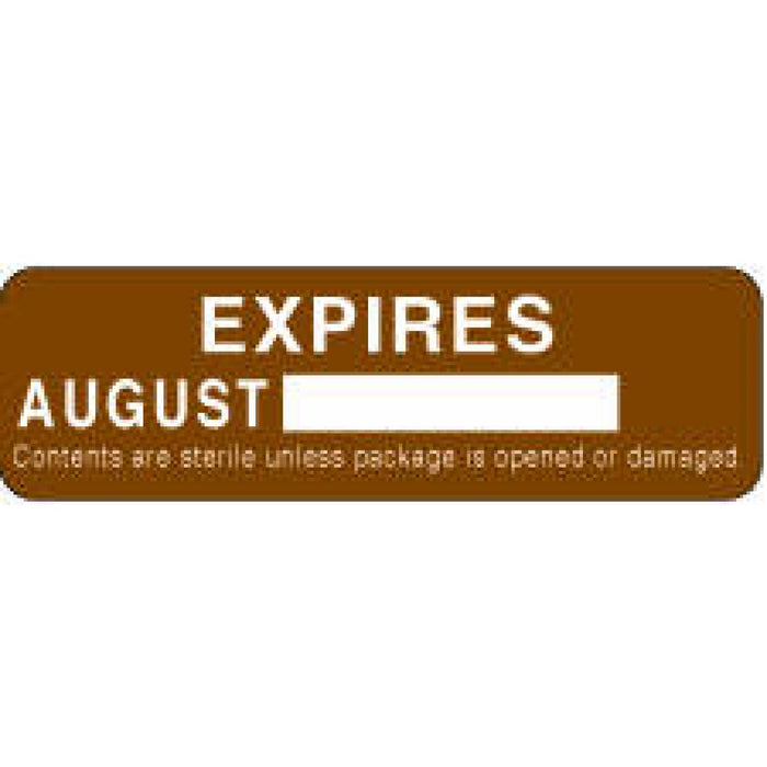 Label Paper Permanent Expires August [ 2 7/8" X 7/8" Brown 1000 Per Roll